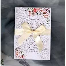 Rose Pattern Invitation Card Lace Laser Cut Wedding Invitation